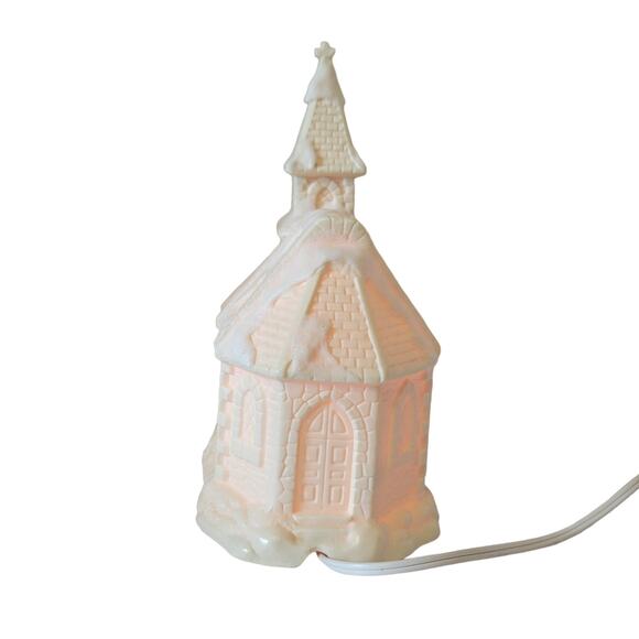 Enesco Christmas Village Church Lighted Decoration Village Glowing Light Vintage - Picture 11 of 16